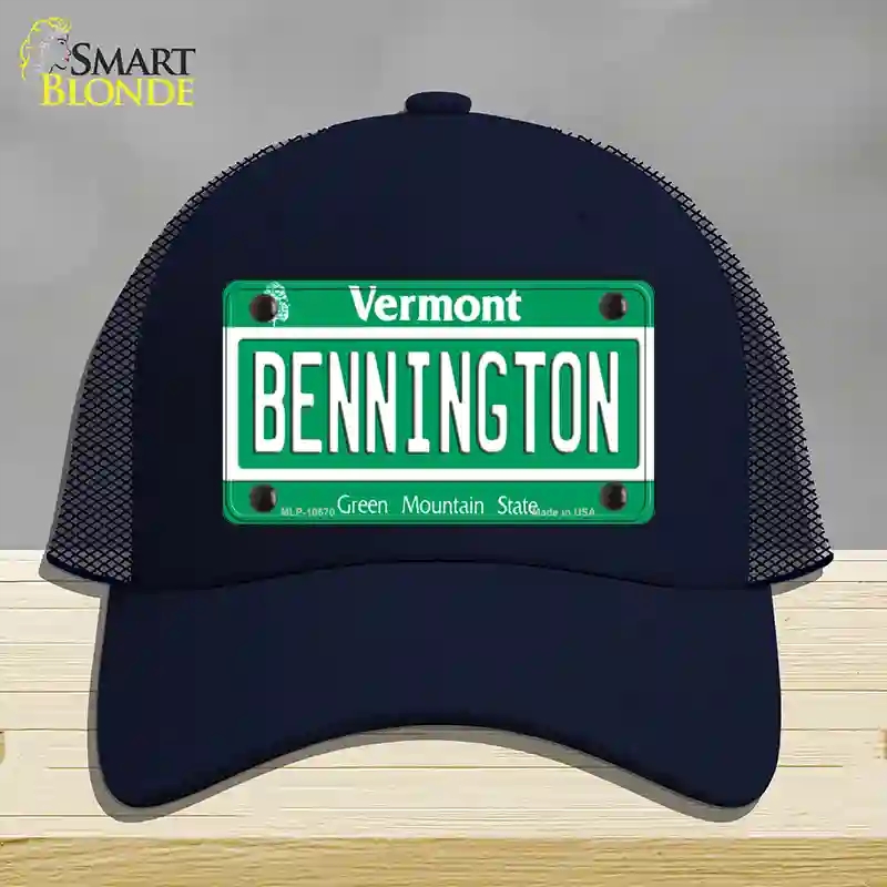 HAT16-MLP-10670 Bennington Vermont Novelty License Plate Hat, Mesh - Navy