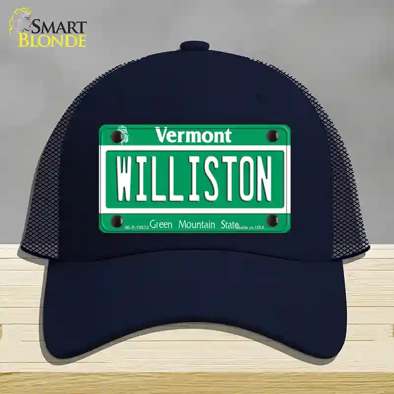 HAT16-MLP-10672 Williston Vermont Novelty License Plate Hat, Mesh - Navy
