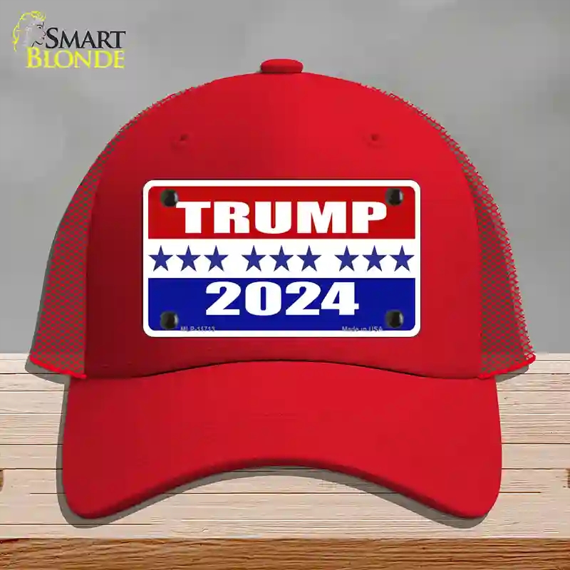 HAT17-MLP-11713 Trump 2024 Star Novelty License Plate Hat, Mesh - Red