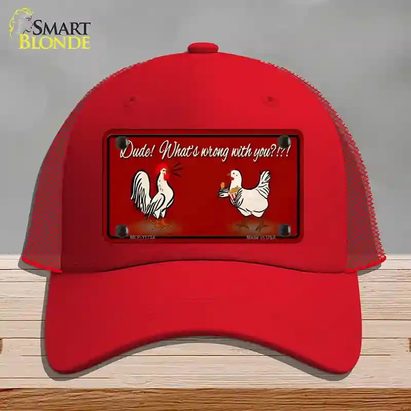 HAT17-MLP-11734 Dude Whats Wrong with You Novelty License Plate Hat, Mesh - Red