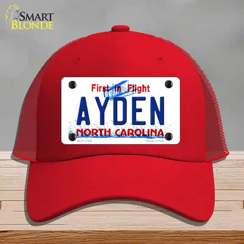 HAT17-MLP-11744 Ayden North Carolina State Novelty License Plate Hat, Mesh - Red