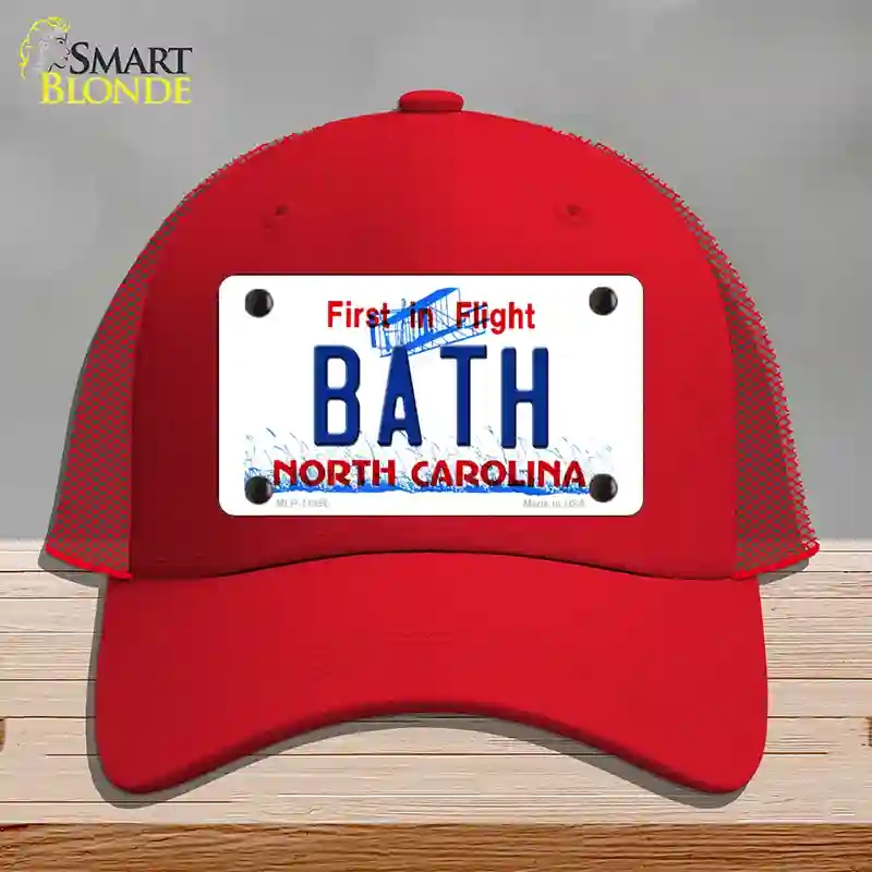 HAT17-MLP-11856 Bath North Carolina Novelty License Plate Hat, Mesh - Red
