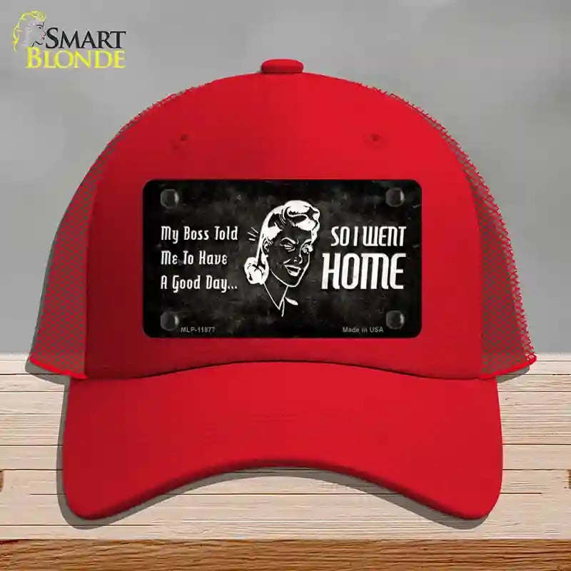 HAT17-MLP-11877 So I Went Home Novelty License Plate Hat, Mesh - Red