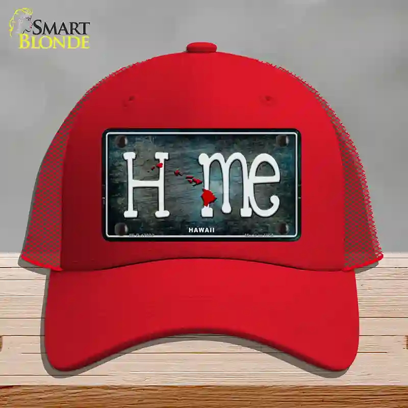 HAT17-MLP-12002 Hawaii Home State Outline Novelty License Plate Hat, Mesh - Red