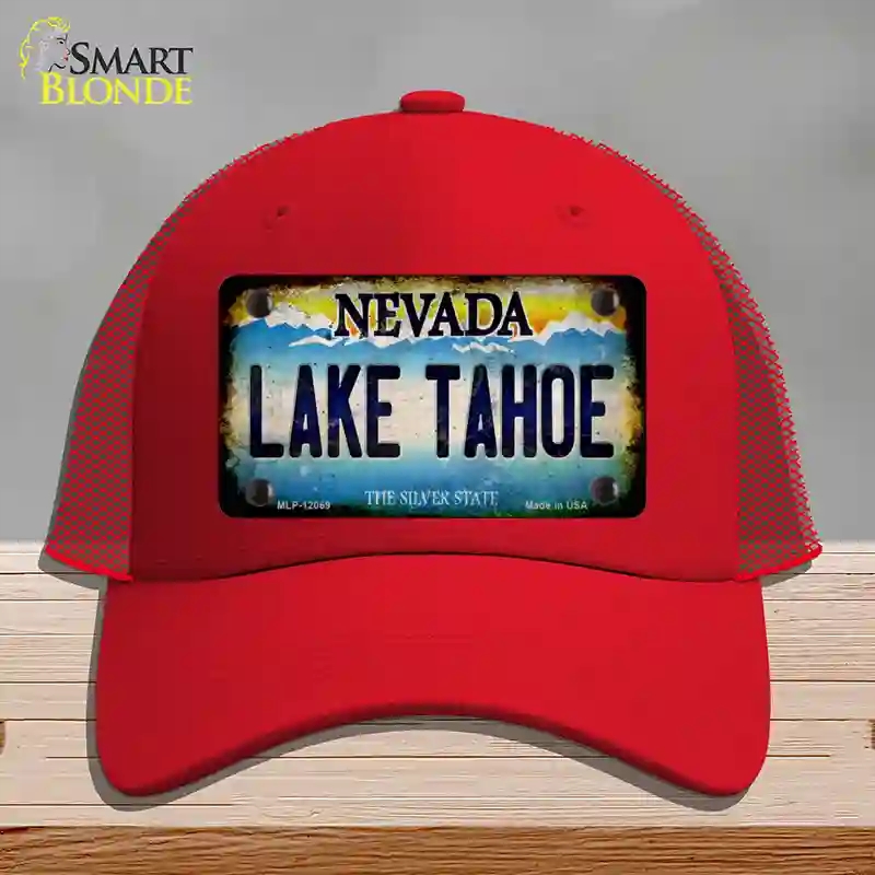 HAT17-MLP-12069 Nevada Lake Tahoe Novelty License Plate Hat, Mesh - Red