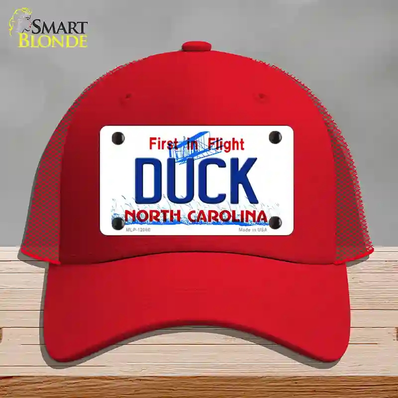 HAT17-MLP-12086 Duck North Carolina State Novelty License Plate Hat, Mesh - Red