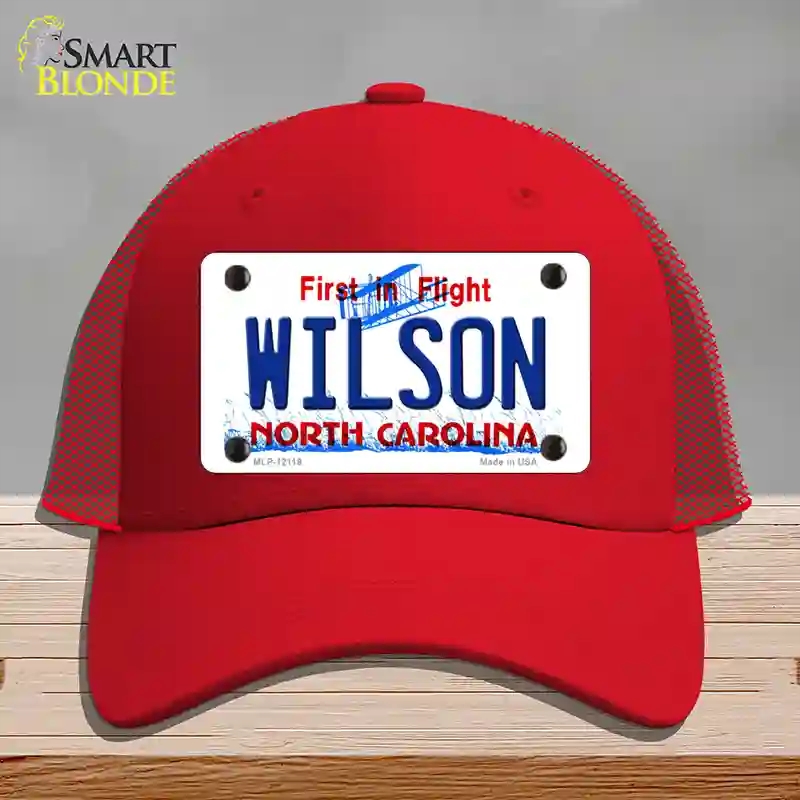 HAT17-MLP-12119 Wilson North Carolina Flight Novelty License Plate Hat, Mesh - Red