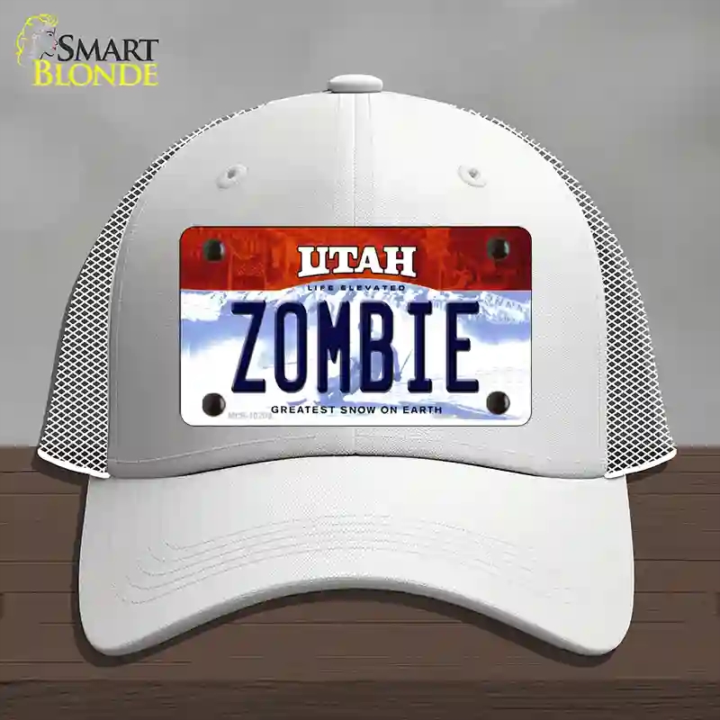 HAT19-MLP-10209 Zombie Utah Novelty License Plate Hat, Mesh - White