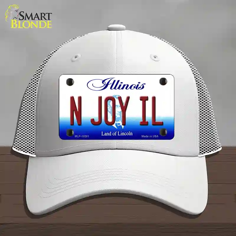 HAT19-MLP-10281 N Joy IL Illinois Novelty License Plate Hat, Mesh - White