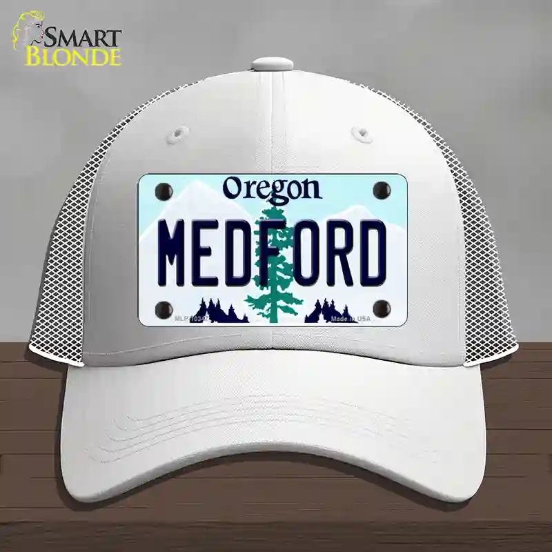HAT19-MLP-10347 Medford Oregon Novelty License Plate Hat, Mesh - White