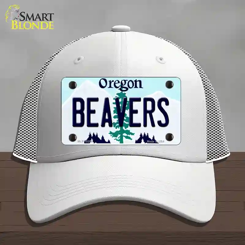 HAT19-MLP-10356 Beavers Oregon Novelty License Plate Hat, Mesh - White