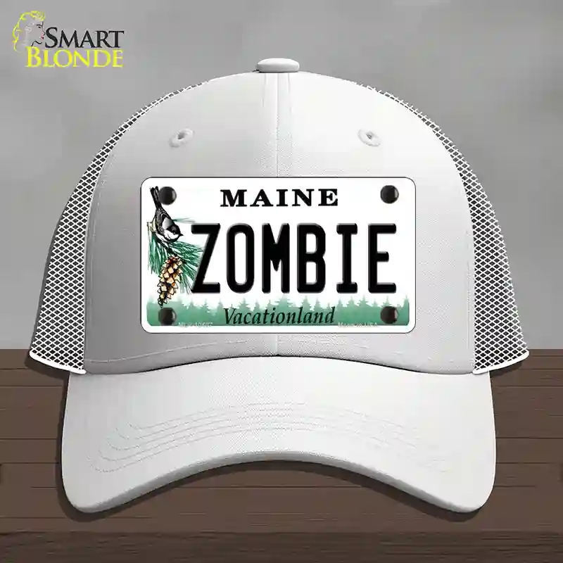 HAT19-MLP-10407 Zombie Maine Novelty License Plate Hat, Mesh - White