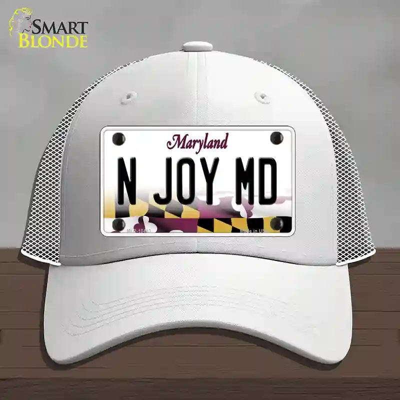 HAT19-MLP-10463 N Joy MD Maryland Novelty License Plate Hat, Mesh - White