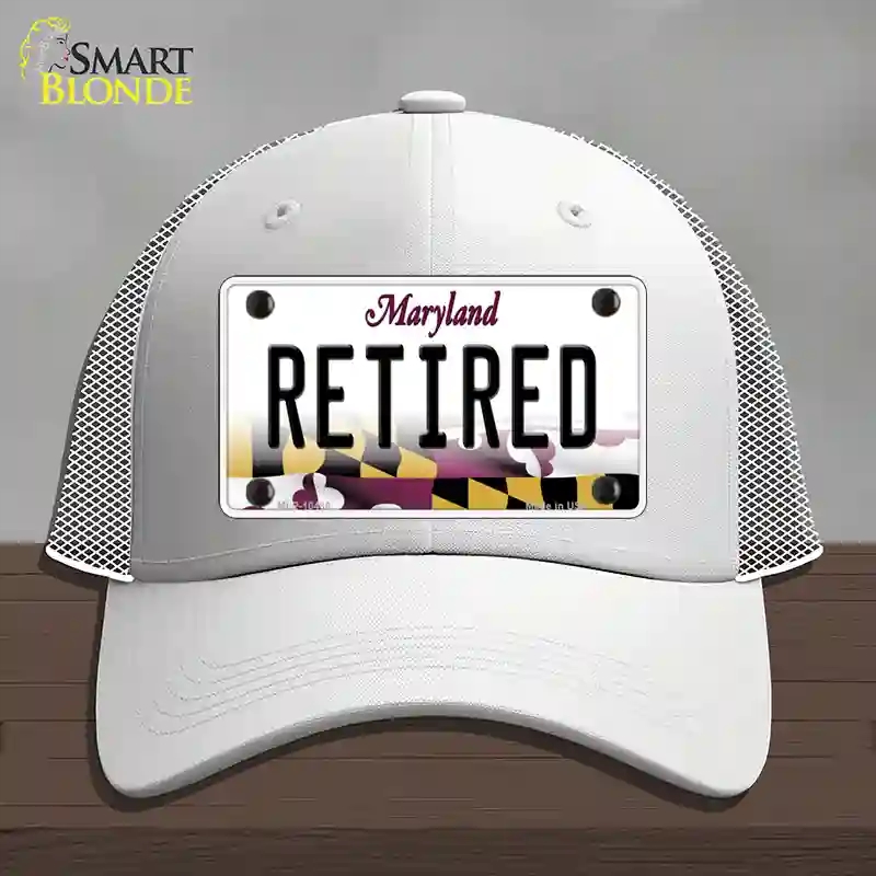 HAT19-MLP-10486 Retired Maryland Novelty License Plate Hat, Mesh - White