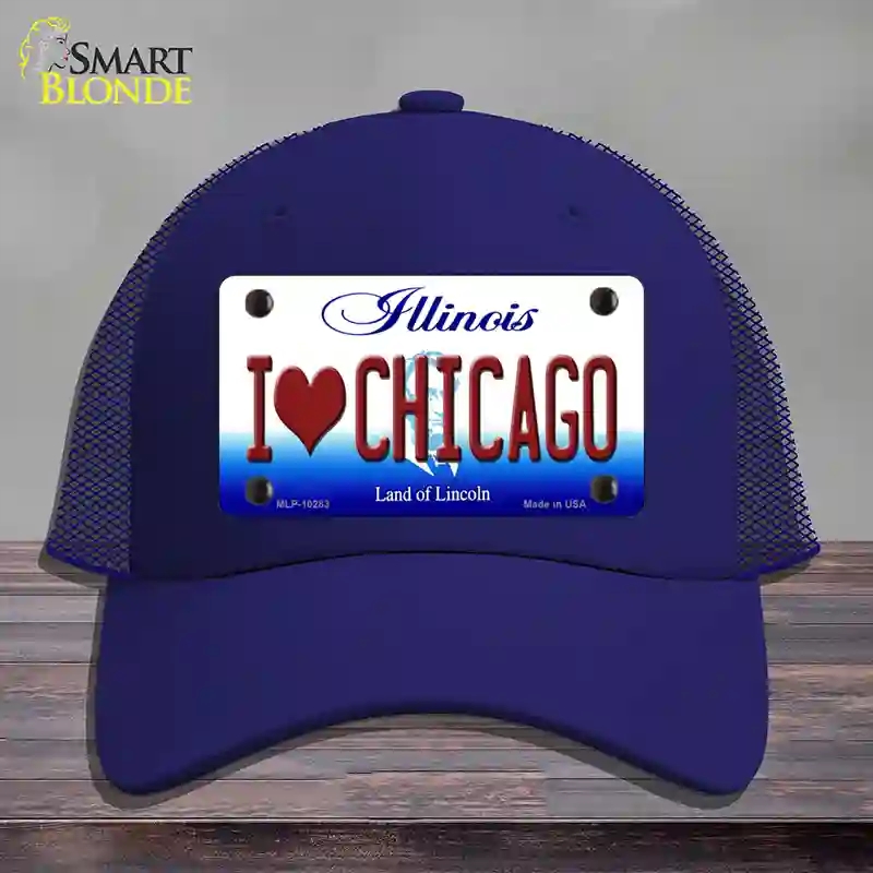 HAT18-MLP-10283 I Love Chicago Illinois Novelty License Plate Hat, Mesh - Royal Blue