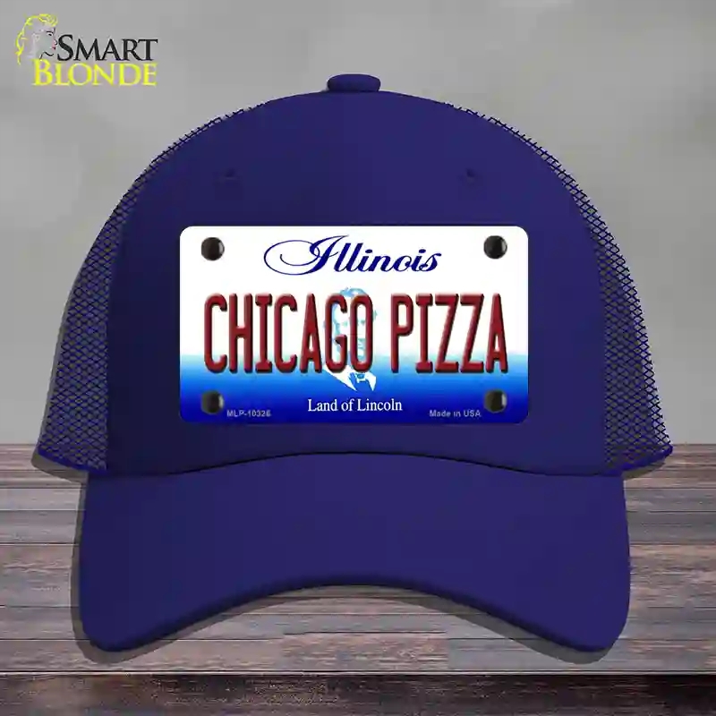 HAT18-MLP-10326 Chicago Pizza Illinois Novelty License Plate Hat, Mesh - Royal Blue