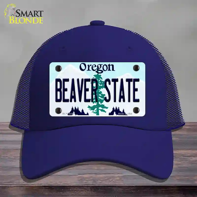 HAT18-MLP-10341 Beaver State Oregon Novelty License Plate Hat, Mesh - Royal Blue
