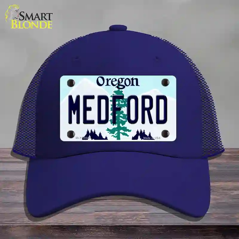 HAT18-MLP-10347 Medford Oregon Novelty License Plate Hat, Mesh - Royal Blue