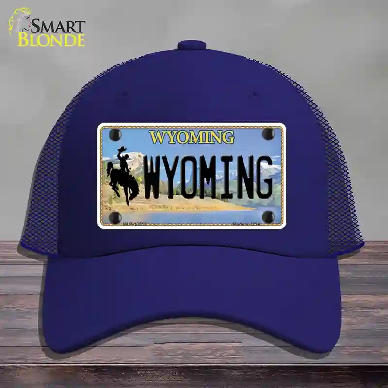 HAT18-MLP-10512 Wyoming Tag Novelty License Plate Hat, Mesh - Royal Blue