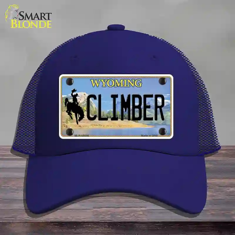 HAT18-MLP-10536 Climber Wyoming Novelty License Plate Hat, Mesh - Royal Blue