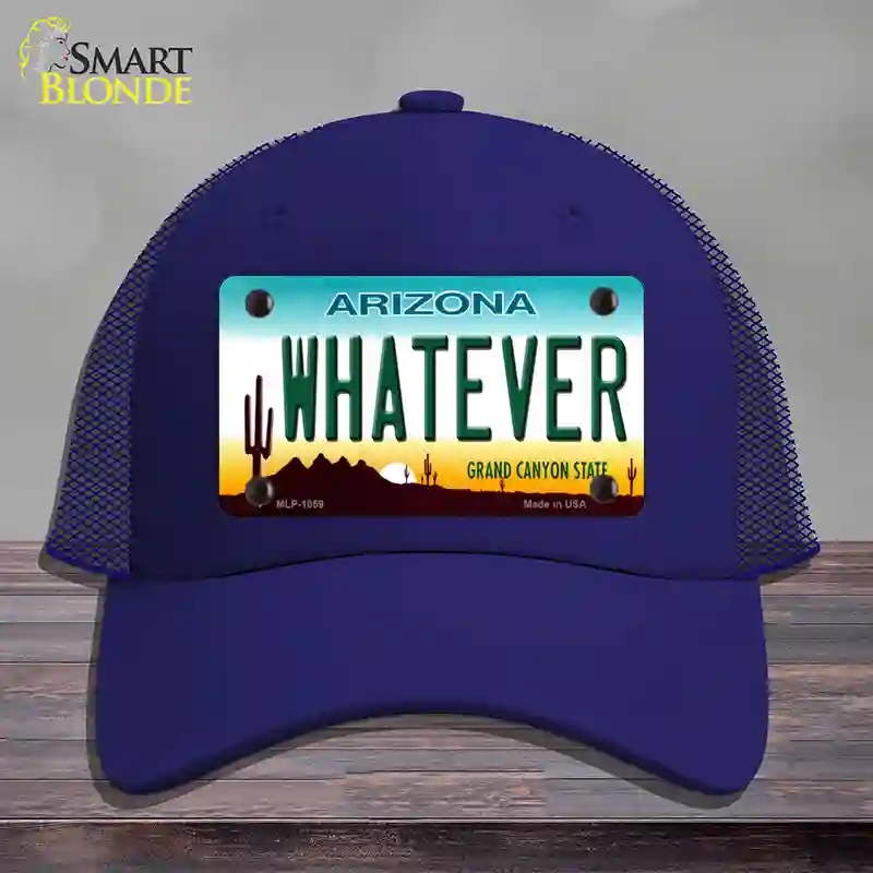 HAT18-MLP-1059 Whatever Arizona Novelty License Plate Hat, Mesh - Royal Blue