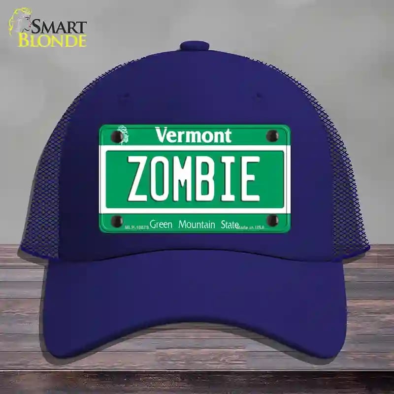 HAT18-MLP-10679 Zombie Vermont Novelty License Plate Hat, Mesh - Royal Blue