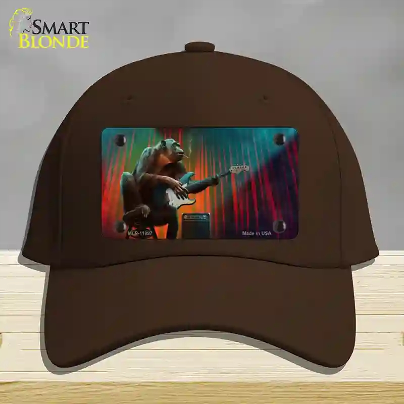 HAT24-MLP-11897 Monkey with Guitar Novelty License Plate Hat, Cotton - Dark Brown