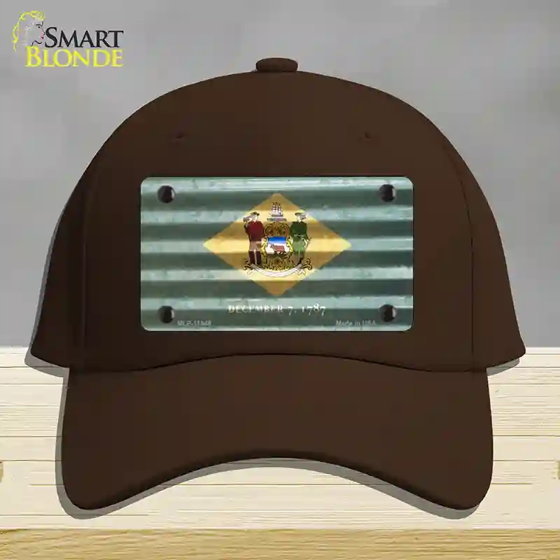 HAT24-MLP-11949 Delaware Corrugated Flag Novelty License Plate Hat, Cotton - Dark Brown