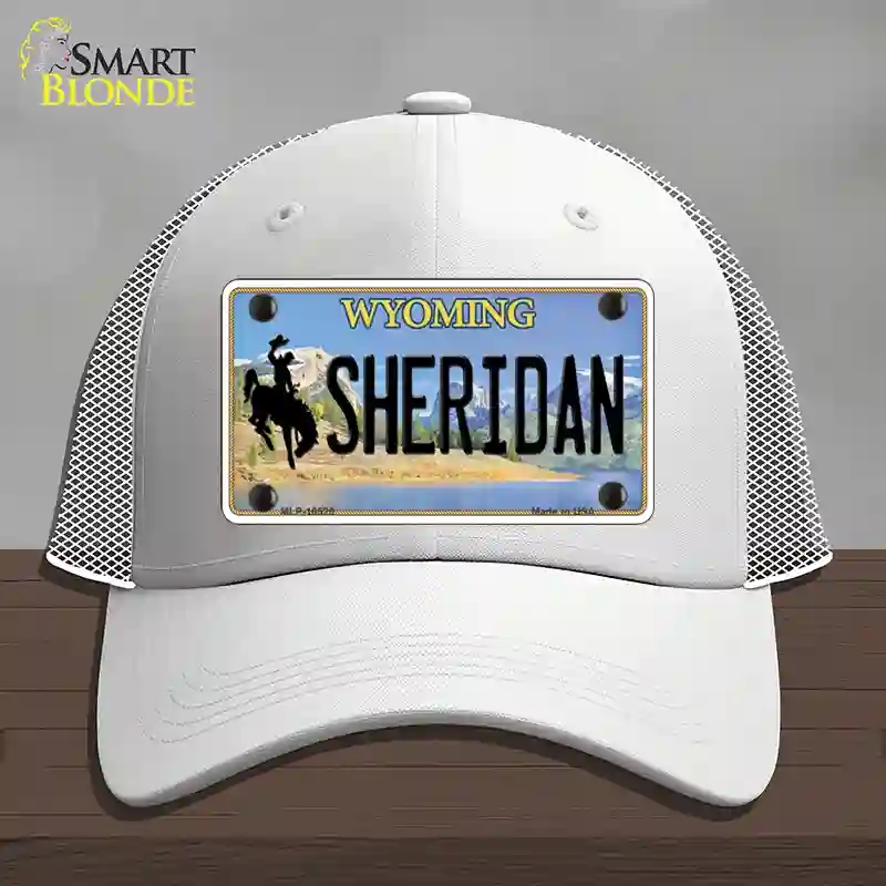 HAT19-MLP-10520 Sheridan Wyoming Novelty License Plate Hat, Mesh - White
