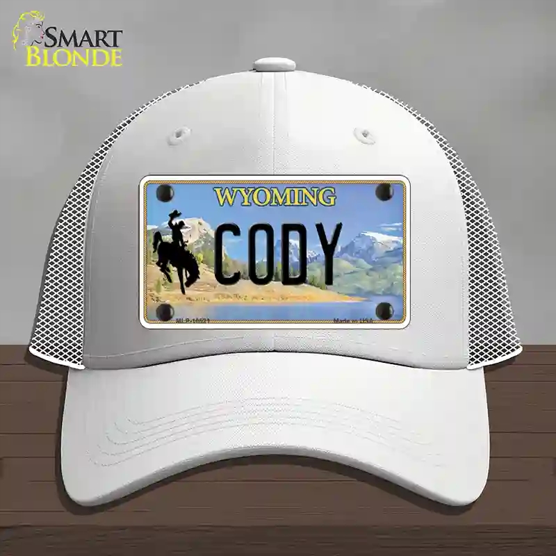 HAT19-MLP-10521 Cody Wyoming Novelty License Plate Hat, Mesh - White