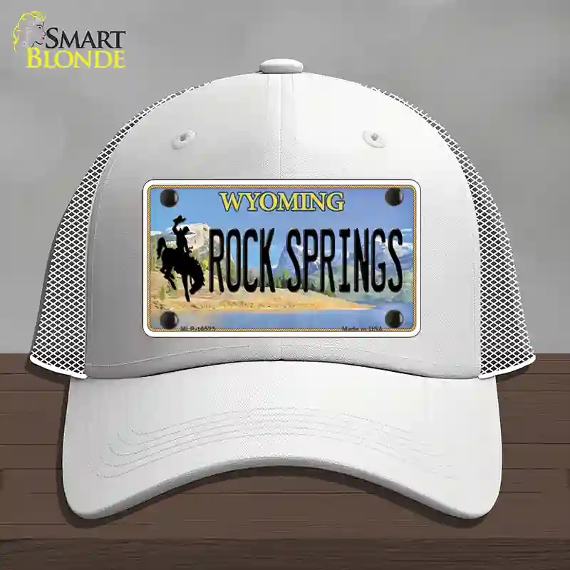 HAT19-MLP-10523 Rock Springs Wyoming Novelty License Plate Hat, Mesh - White