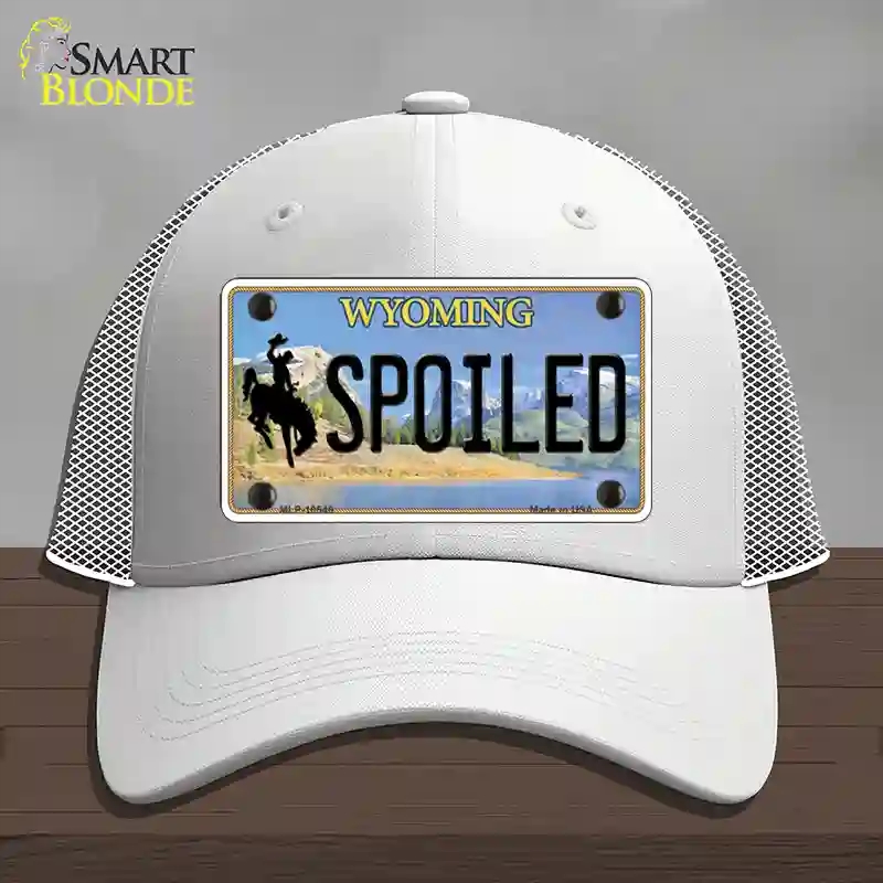 HAT19-MLP-10546 Spoiled Wyoming Novelty License Plate Hat, Mesh - White