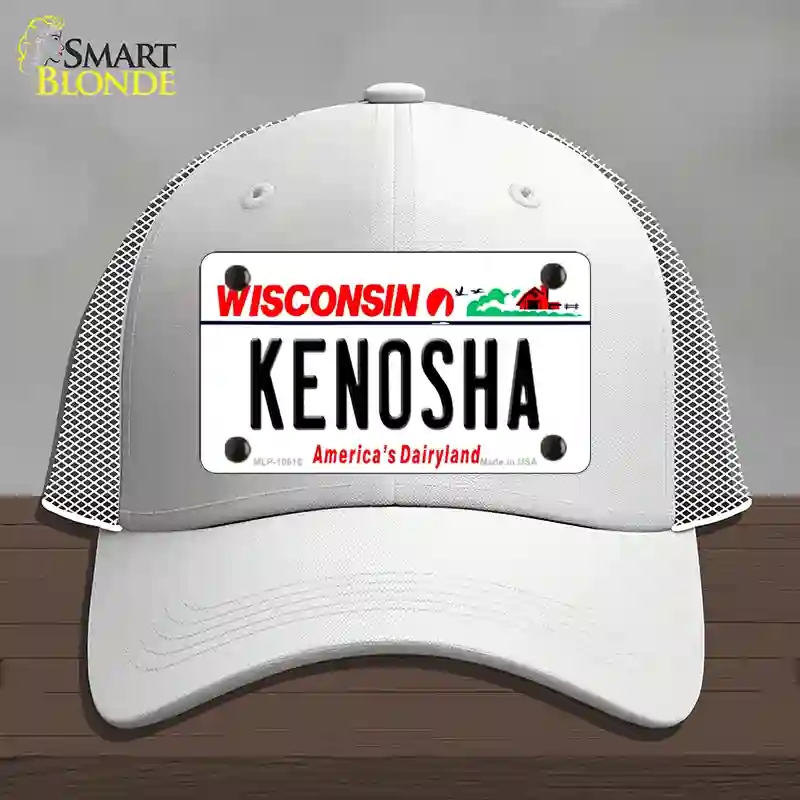 HAT19-MLP-10616 Kenosha Wisconsin Novelty License Plate Hat, Mesh - White