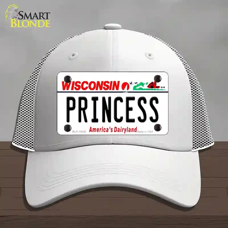 HAT19-MLP-10648 Princess Wisconsin Novelty License Plate Hat, Mesh - White