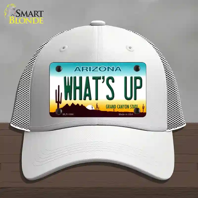 HAT19-MLP-1066 Whats Up Novelty License Plate Hat, Mesh - White