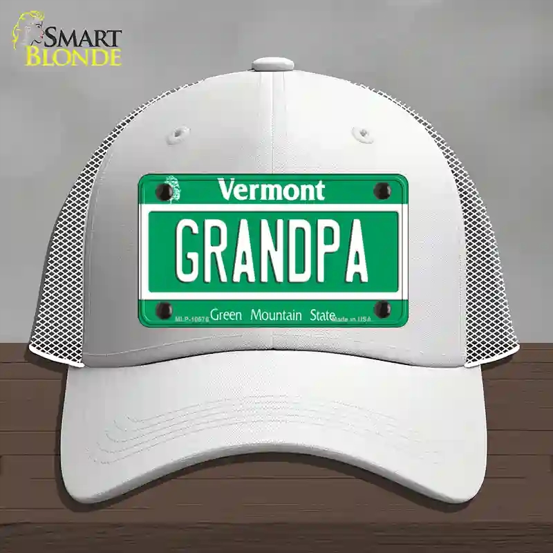 HAT19-MLP-10676 Grandpa Vermont Novelty License Plate Hat, Mesh - White