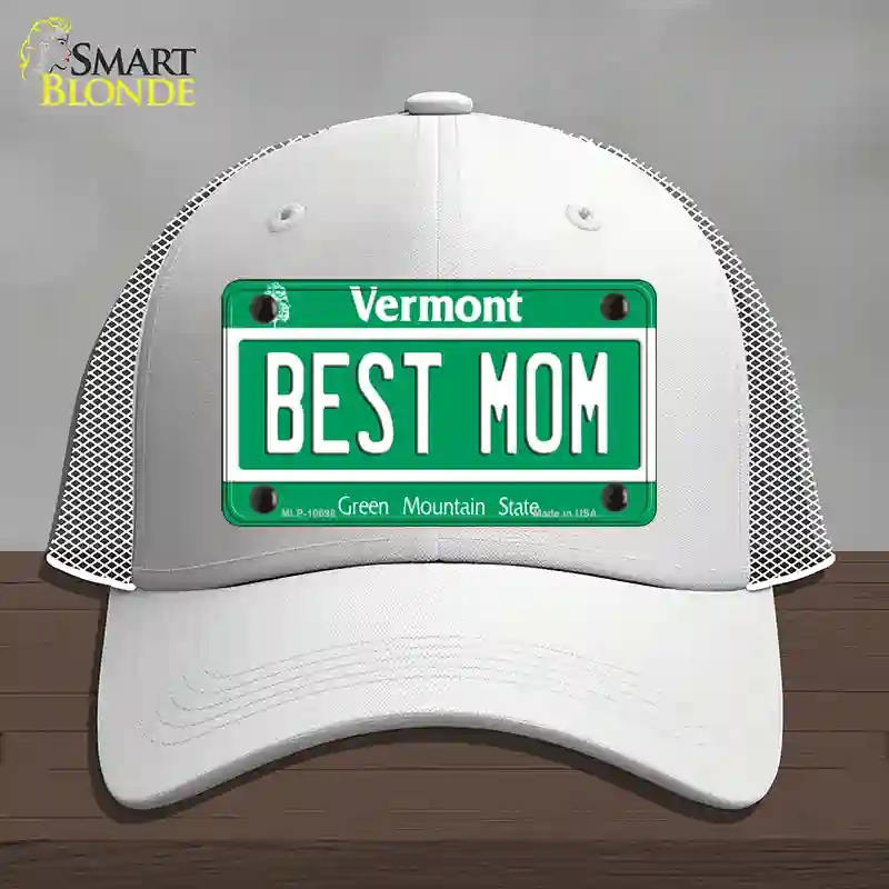 HAT19-MLP-10698 Best Mom Vermont Novelty License Plate Hat, Mesh - White