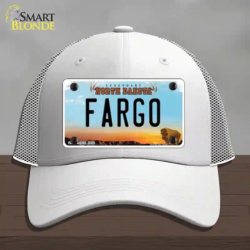 HAT19-MLP-10703 Fargo North Dakota Novelty License Plate Hat, Mesh - White