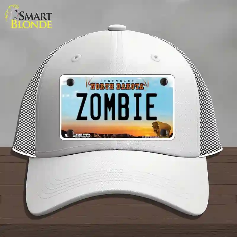 HAT19-MLP-10710 Zombie North Dakota Novelty License Plate Hat, Mesh - White