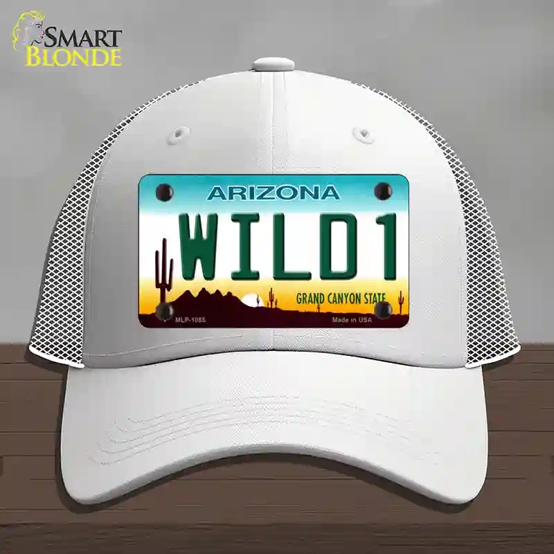 HAT19-MLP-1085 Wild 1 Arizona Novelty License Plate Hat, Mesh - White