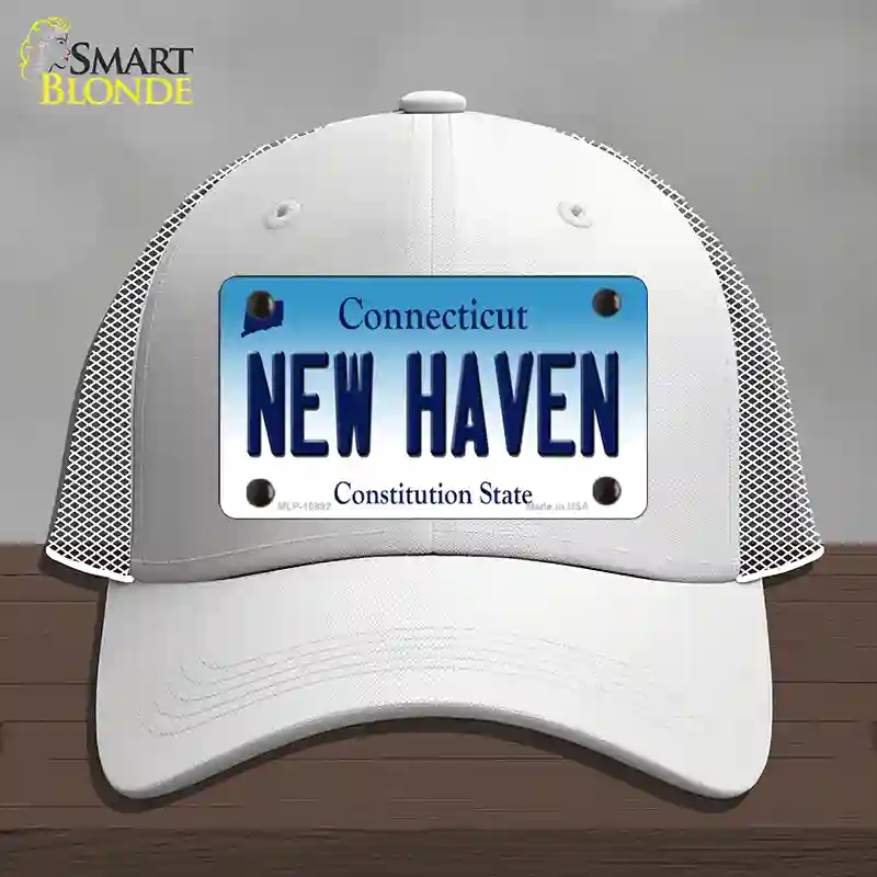 HAT19-MLP-10892   Haven Connecticut Novelty License Plate Hat, Mesh - White