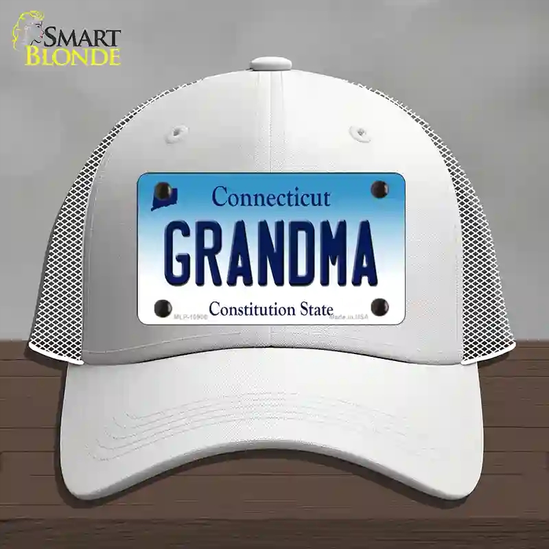 HAT19-MLP-10906 Grandma Connecticut Novelty License Plate Hat, Mesh - White