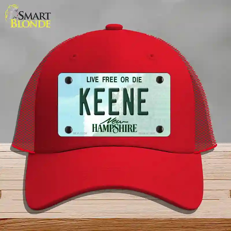 HAT17-MLP-11138 Keene   Hampshire State Novelty License Plate Hat, Mesh - Red