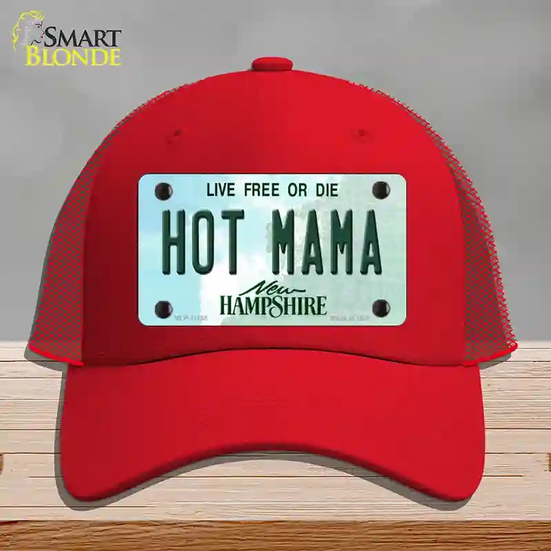 HAT17-MLP-11155 Hot Mama   Hampshire State Novelty License Plate Hat, Mesh - Red