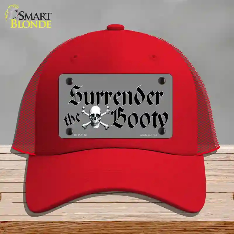 HAT17-MLP-1120 Surrender the Booty Novelty License Plate Hat, Mesh - Red