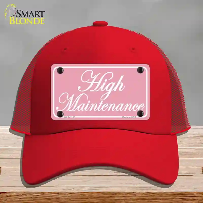 HAT17-MLP-1125 High Maintenance Novelty License Plate Hat, Mesh - Red