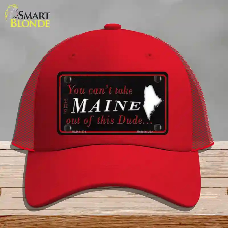 HAT17-MLP-11273 Maine Dude Novelty License Plate Hat, Mesh - Red