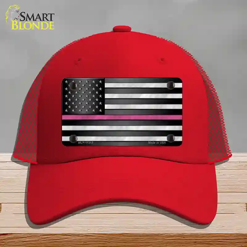 HAT17-MLP-11312 Thin Pink Line Novelty License Plate Hat, Mesh - Red