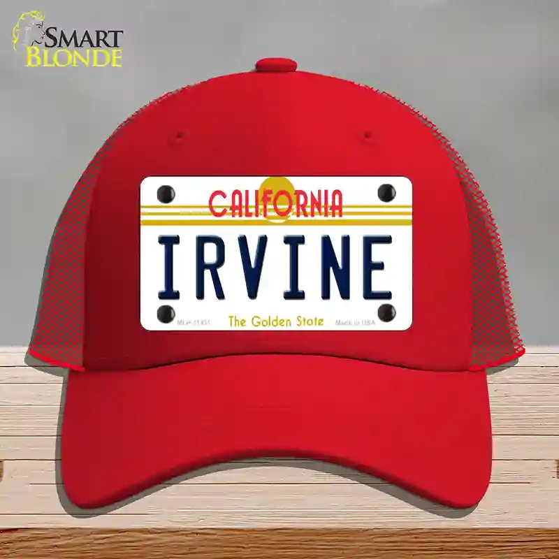 HAT17-MLP-11431 Irvine California Novelty License Plate Hat, Mesh - Red