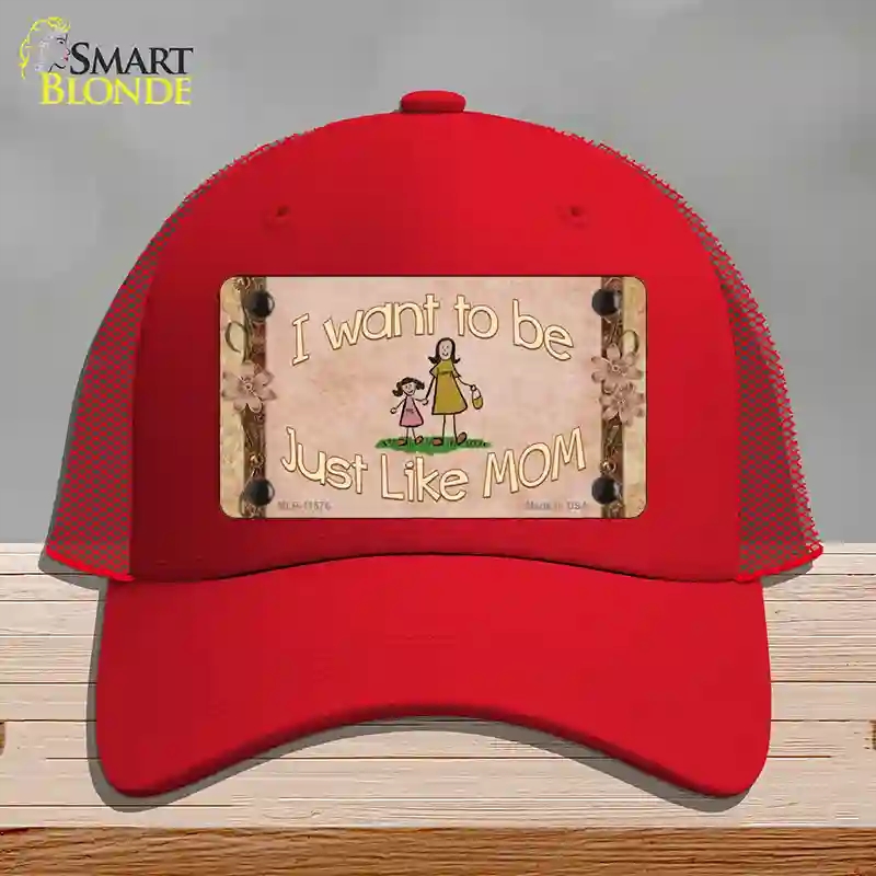 HAT17-MLP-11576 Just Like Mom Novelty License Plate Hat, Mesh - Red